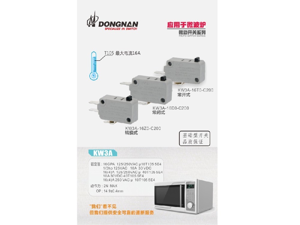 專為微波爐研發的系列開關