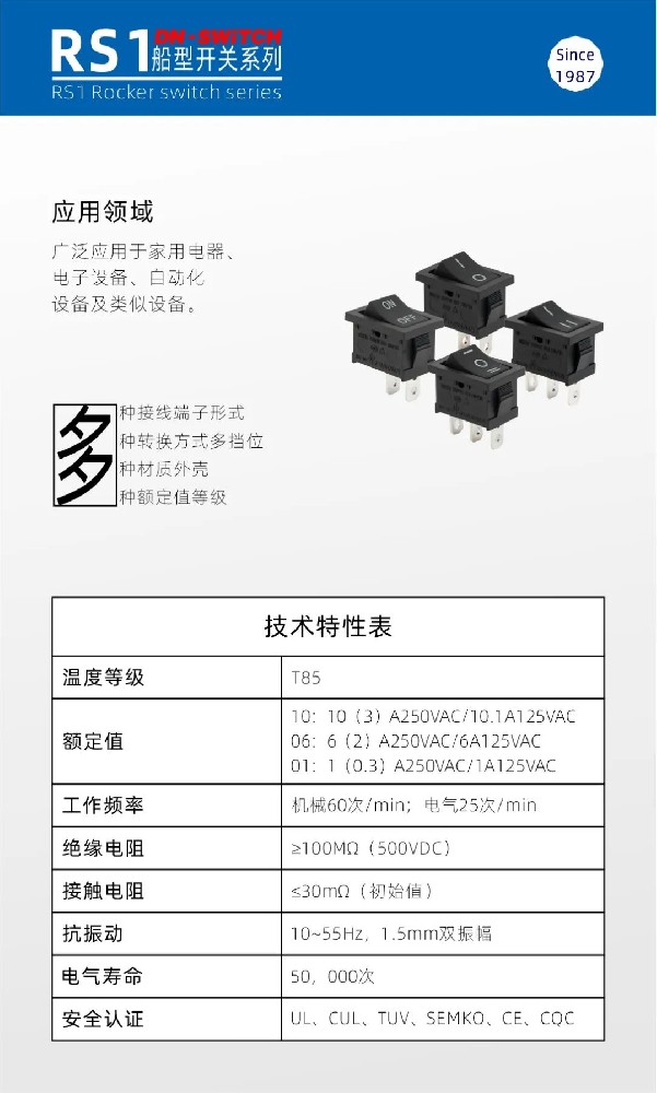 簡(jiǎn)單可靠的RS1船型開(kāi)關(guān)系列